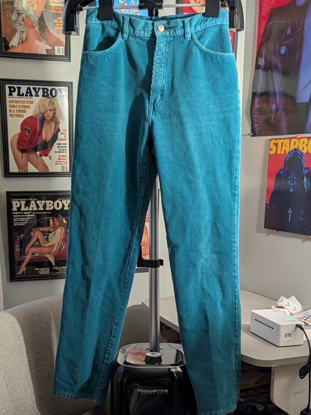 Gloria Vanderbilt Teal Corduroy High-Waist Pants